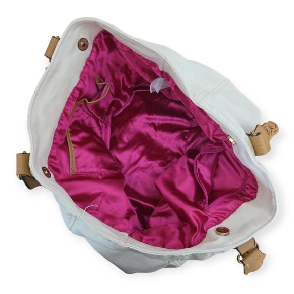 XOXO Floral Canvas Tote Bag Braided Faux Leather Handles - Picture 9 of 12